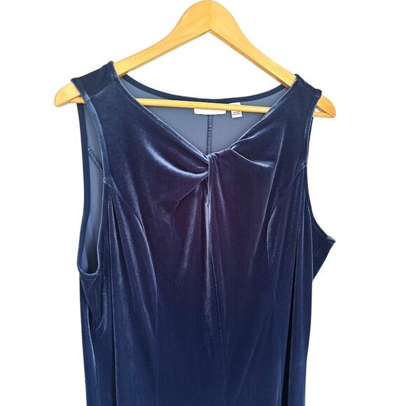 Susan Graver XL Velvet Velour 2 Piece Set Jacket Shell Blue Midi Dress Office - Picture 4 of 14